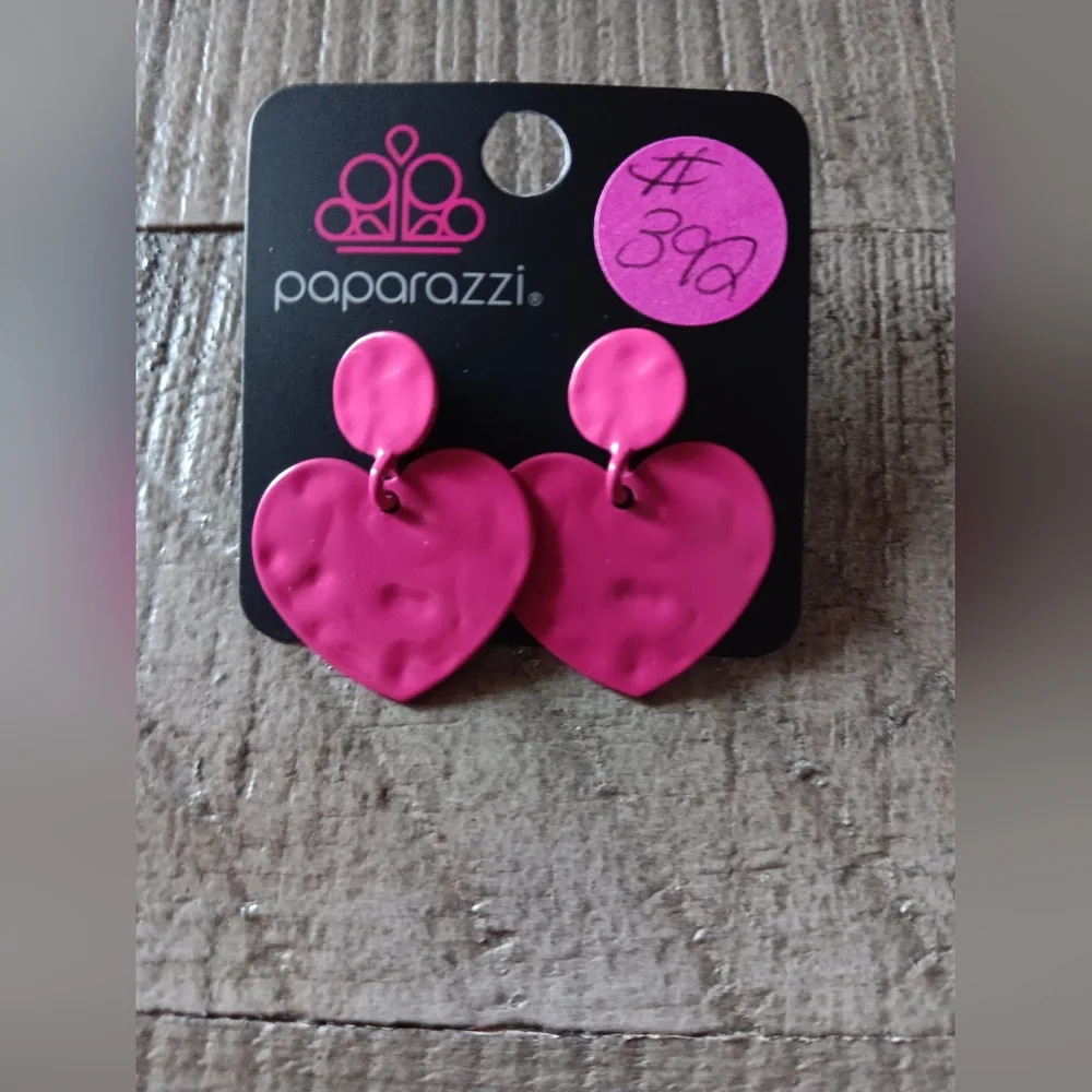 Paparazzi Pink Heart Earrings for Kids - Picture 2 of 4